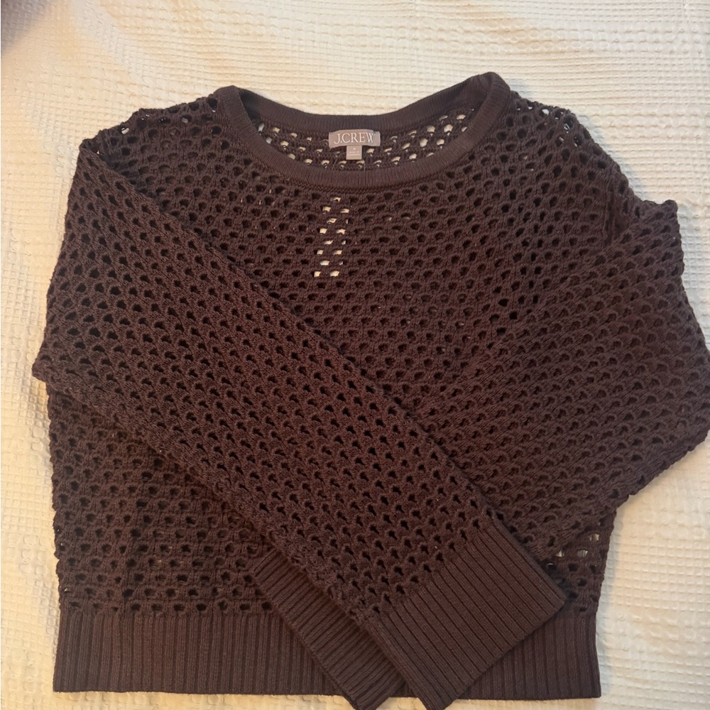 J. Crew Women's Dark Brown Crochet Sweater - Picture 2 of 3